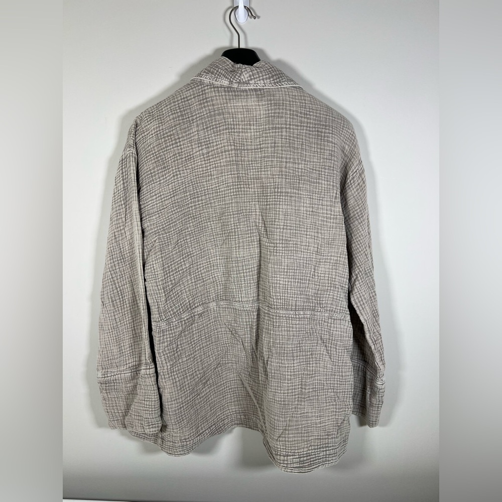 Women's Peace Love World Taupe Gauze Boho Oversized Button Front Cardigan Sz M - Picture 6 of 8
